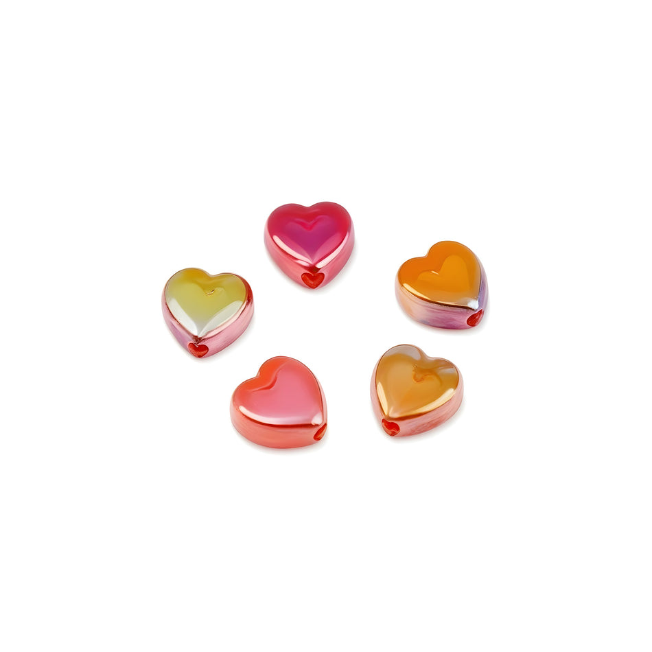 9mm Colorful Heart Shaped Acrylic Jelly Beads Pack of 50