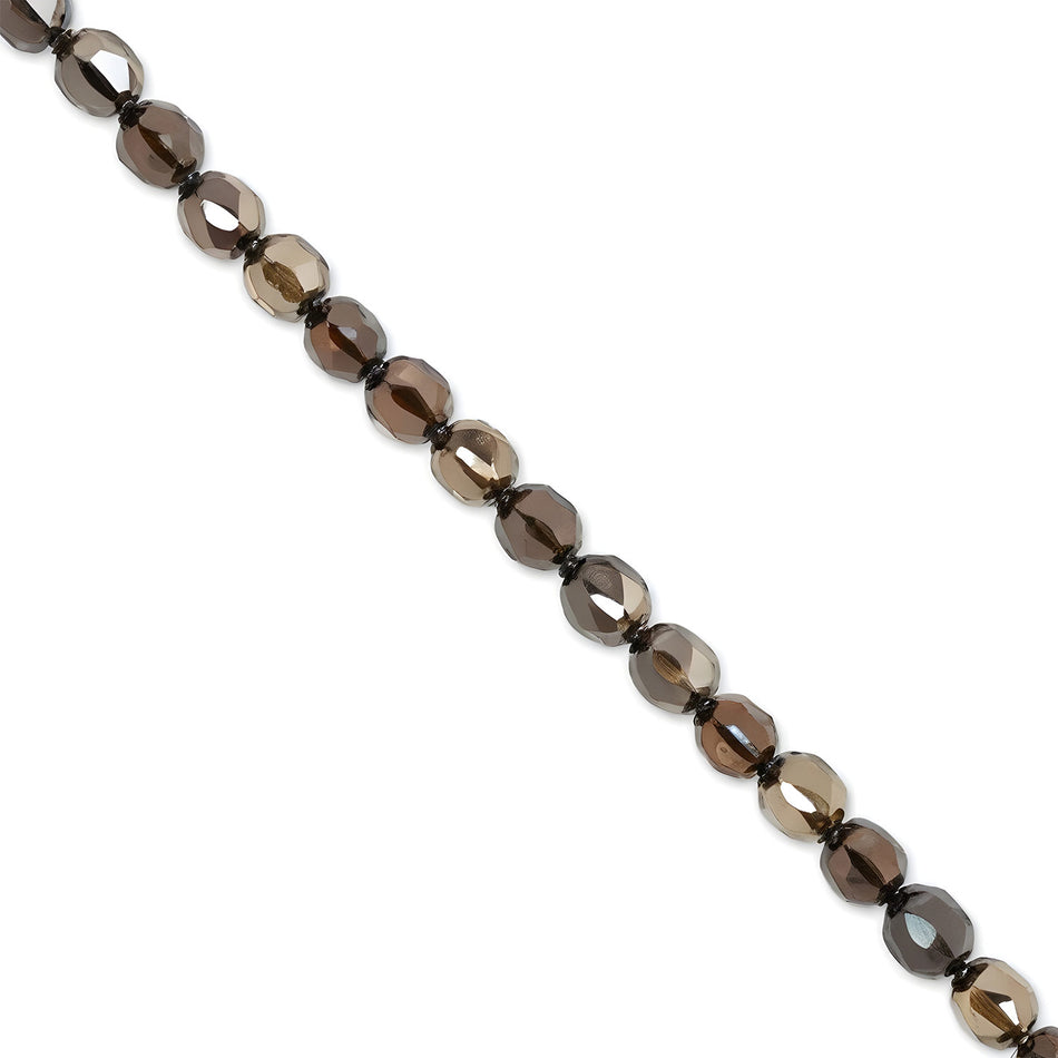 Fire Polished Beads 6mm Crystal Brown Strand of 35cm