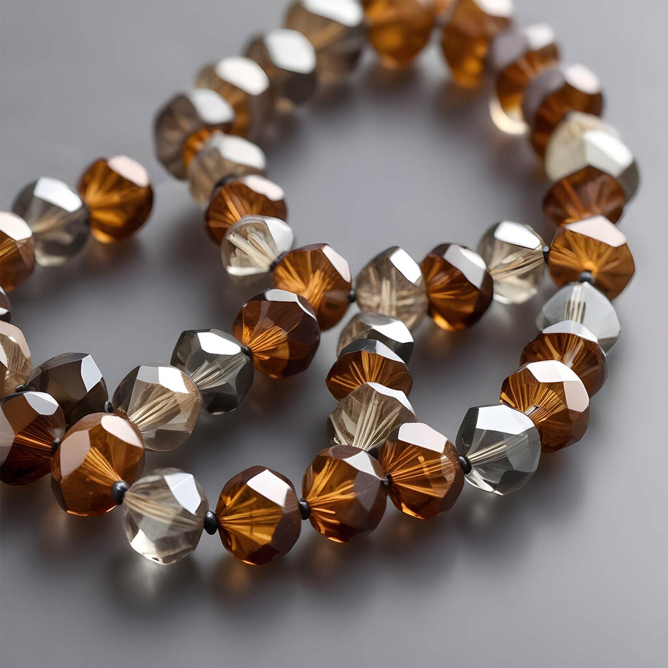 Fire Polished Beads 6mm Crystal Brown Strand of 35cm