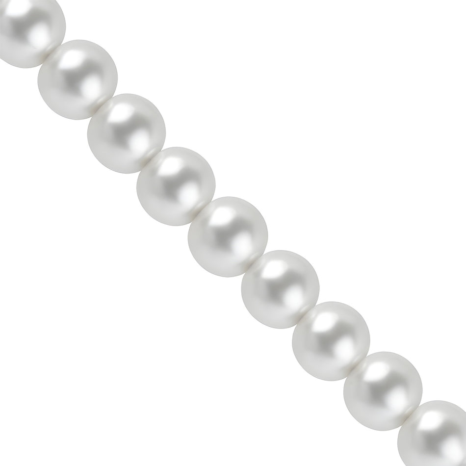 14mm White Glass Pearl Beads Round on 40cm Strand