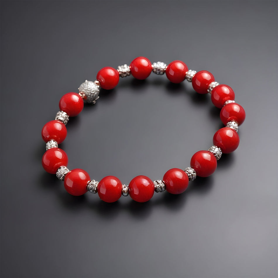 Shiny Metallic Red Round Glass Beads 8mm Pack of 10