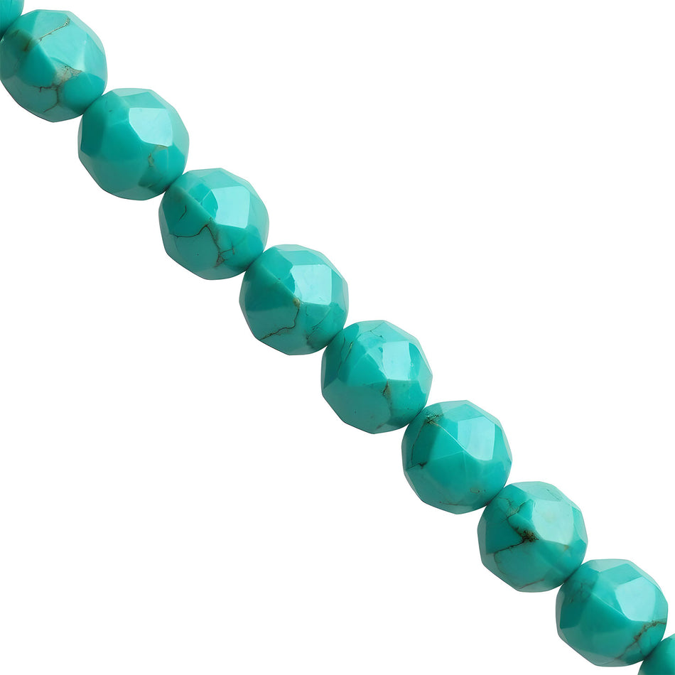 6mm Aquamarine Howlite Faceted Round Beads Strand of 35cm
