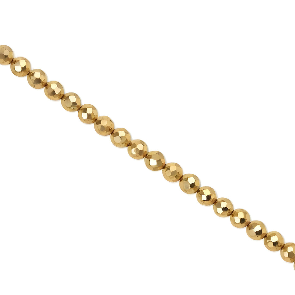 4mm Gold Hematite Faceted Round Beads Strand of 35cm