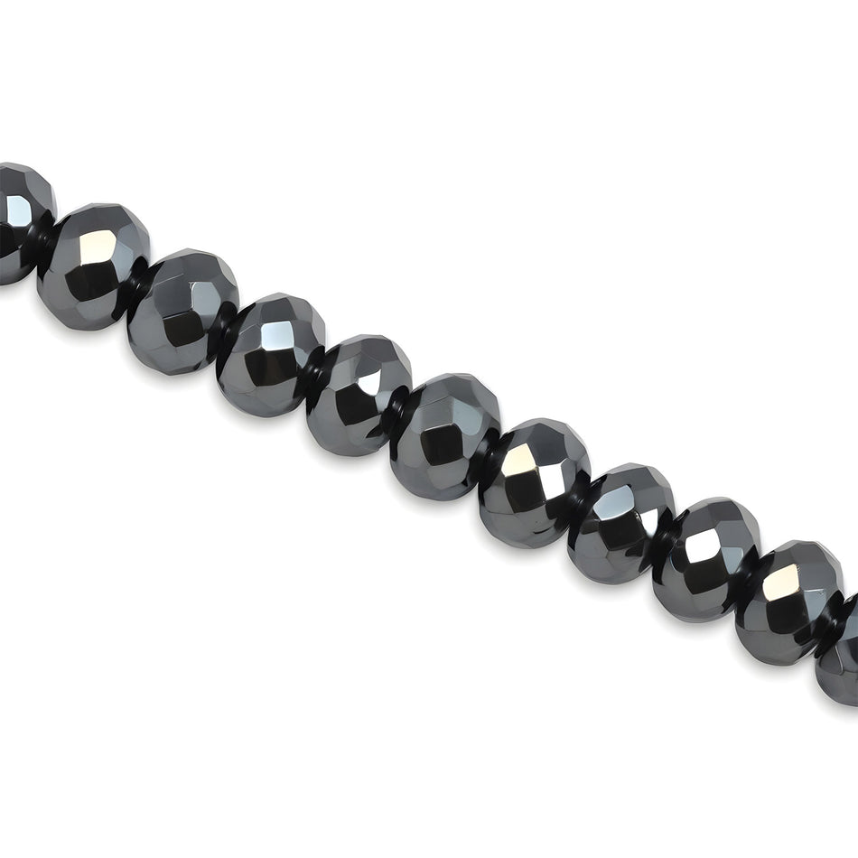 4mm Black Hematite Faceted Rondelle Beads Strand of 35cm