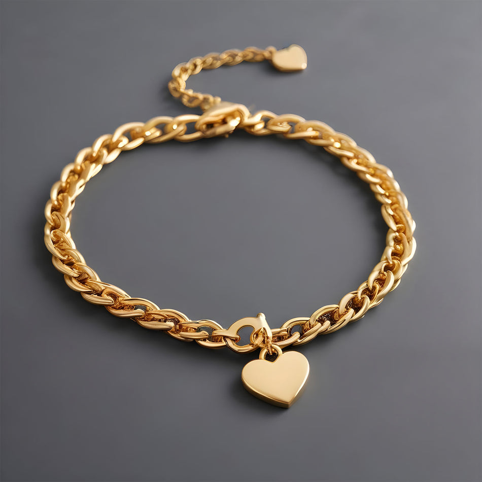 6.5cm Extension Chain and Trigger Heart Gold Plated
