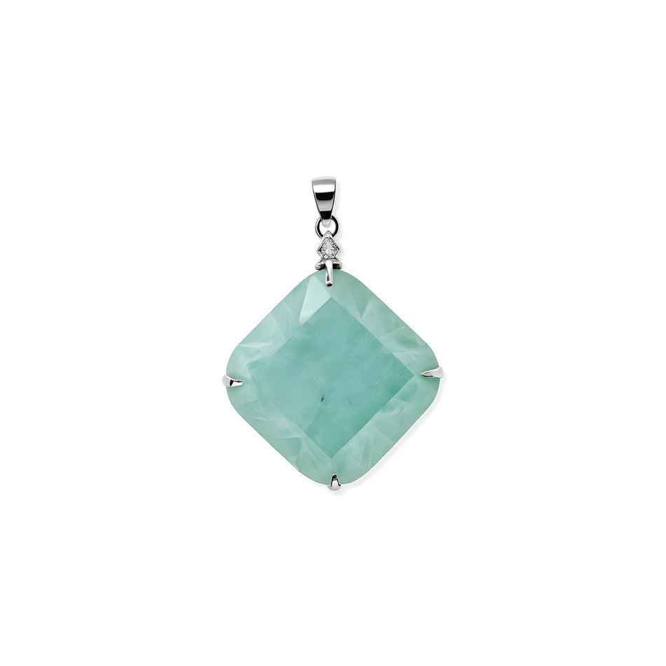 32mm Amazonite Flat Square Pendant