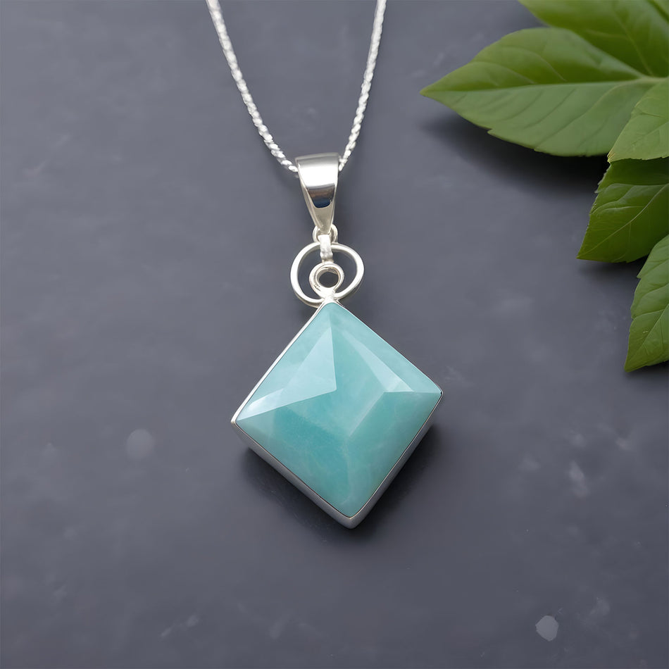 32mm Amazonite Flat Square Pendant