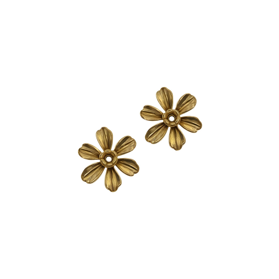 Gold Six Petal Flower Bead End Caps 18mm Pack of 2