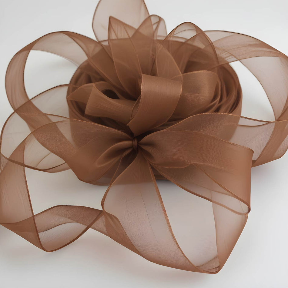 15mm Organza Sheer Ribbon Brown 10m