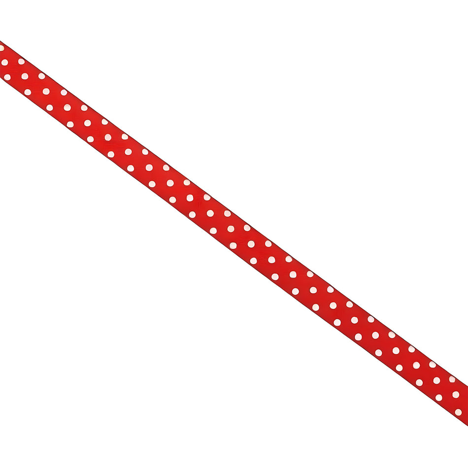 9mm Spotty Satin Ribbon Red 3m